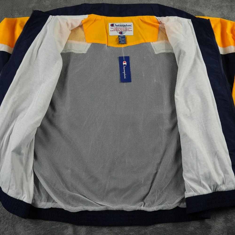 NWT Champion Windbreaker Jacket Mens 3XL Navy Gold White Colorblock Vented‎ Y2K